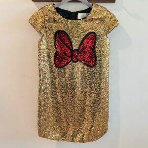 Disney Minnie Mouse‎ Gold Sequin Shift Dress Size 9/10